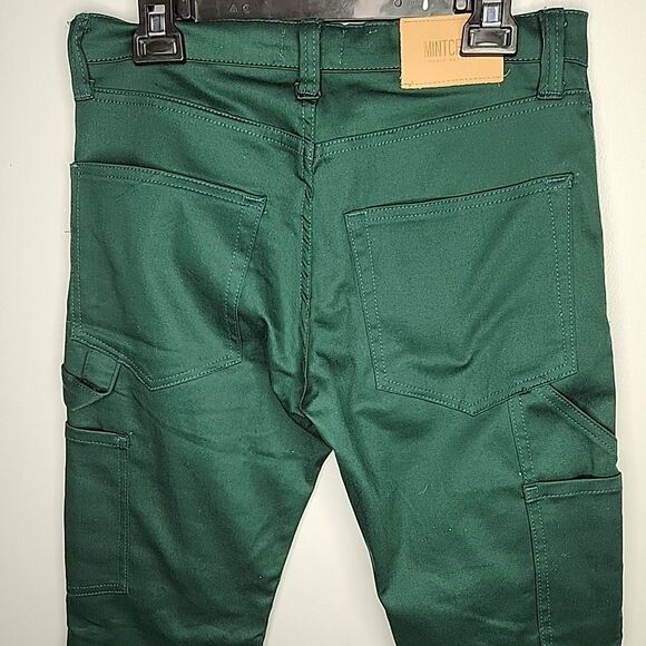 Mens Mintcrew Carpenter Green Jeans Size 28 Zip Flare Legs - Picture 3 of 8
